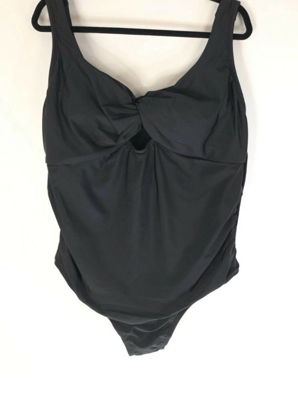 Kona Sol Black Twist Front One-Piece Swimsuit